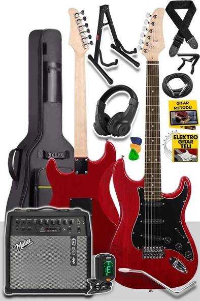 Midex RPH-30RD-50AMP Gül Klavye SSS 50W Amfili Elektro Gitar Seti ürün görseli 1