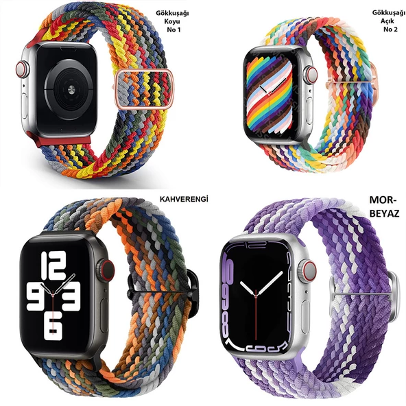 Apple Watch 10 42mm - 38/40/41mm Kordon Örgü Tokalı Kordon 2/3/4/5/6/se/7/8/9 - 7