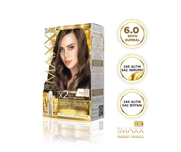 MAXX DELUXE Golden 24K Altın Içerikli Saç Boyası 6.0 Koyu Kumral 2 Boyama
