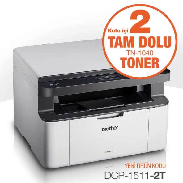 Brother DCP-1511 Çok Fonksiyonlu Mono Laser Yazıcı 2 Tam Toner Hediyeli