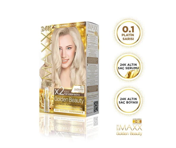 MAXX DELUXE Golden 24K Altın Içerikli Saç Boyası 0.1 Platin Sarısı Sarısı 2 Boyama