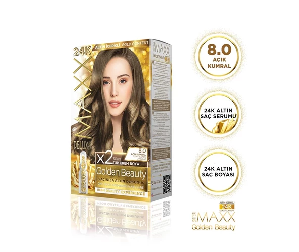 MAXX DELUXE Golden 24K Altın Içerikli Saç Boyası 8.0 Açık Kumral 2 Boyama