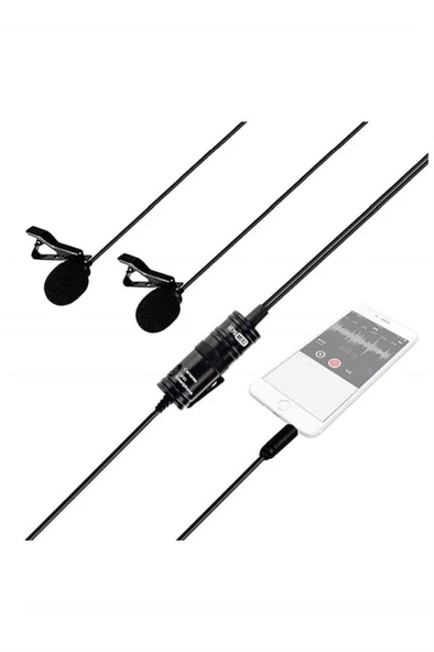 Hepa Merz HM-156 PRO Çiftli Yaka Mikrofonu Kamera Pc Telefon Röportaj (Android-İos Mac) - Resim 4