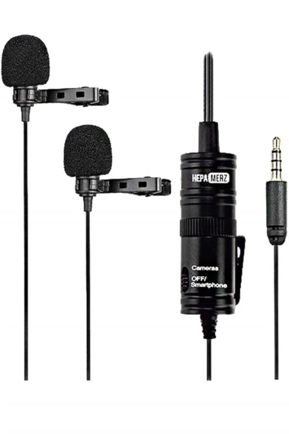 Hepa Merz HM-156 PRO Çiftli Yaka Mikrofonu Kamera Pc Telefon Röportaj (Android-İos Mac)