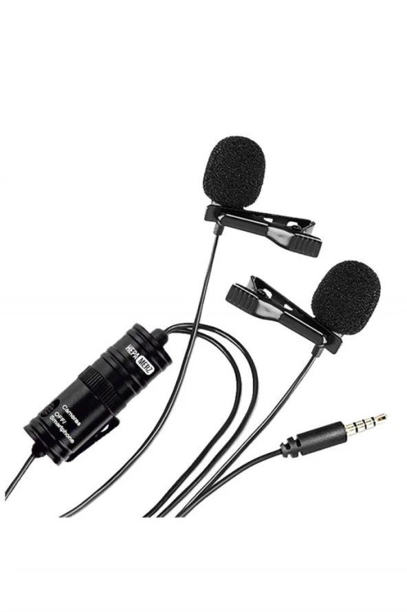 Hepa Merz HM-156 PRO Çiftli Yaka Mikrofonu Kamera Pc Telefon Röportaj (Android-İos Mac) - 2