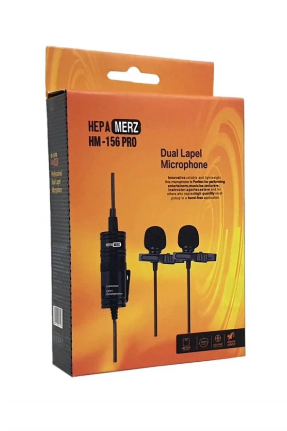 Hepa Merz HM-156 PRO Çiftli Yaka Mikrofonu Kamera Pc Telefon Röportaj (Android-İos Mac) - 5