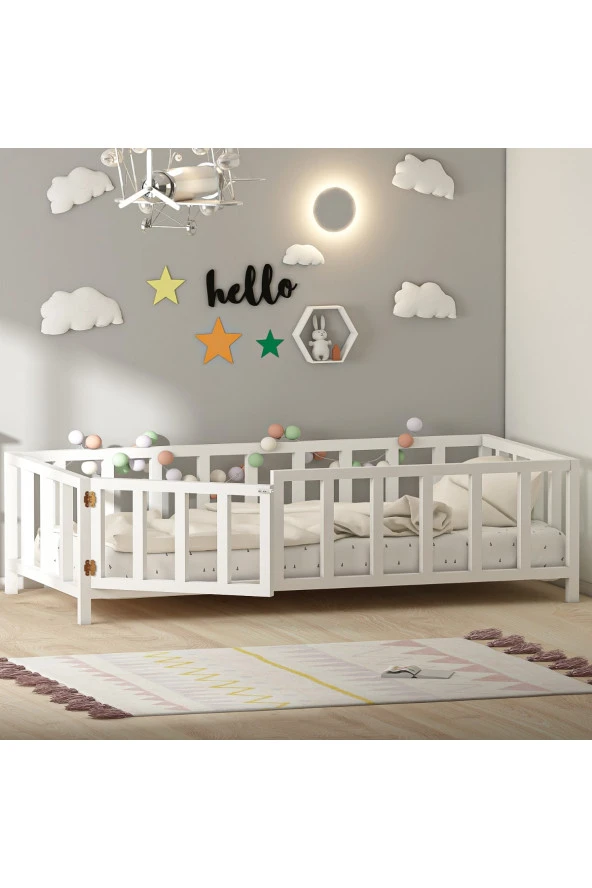 GİVAYO WOOD'STROY MONTESSORİ YATAK BEYAZ KAPILI