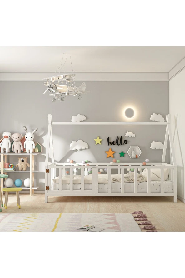 GİVAYO WOOD'SJOY MONTESSORİ YATAK BEYAZ KAPILI - 2