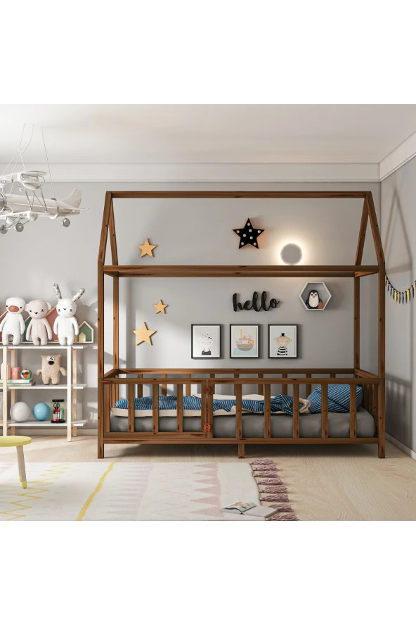 GİVAYO WOOD'STEDDY CEVİZ 90X 190 MONTESSORİ YATAK KAPILI