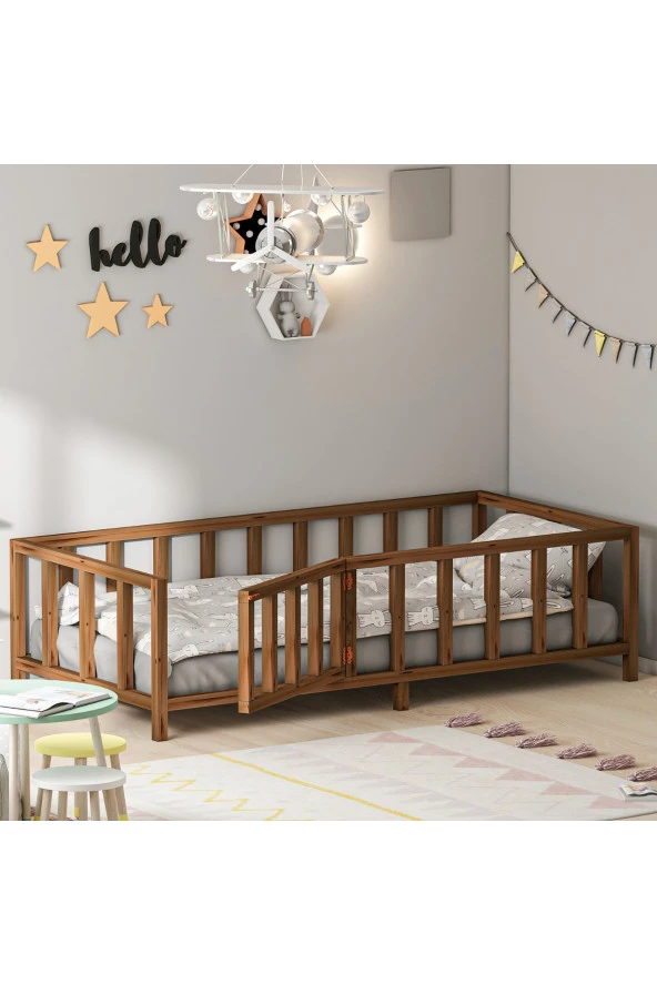 GİVAYO WOOD'STROY MONTESSORİ YATAK CEVİZ KAPILI 100X200 - 2