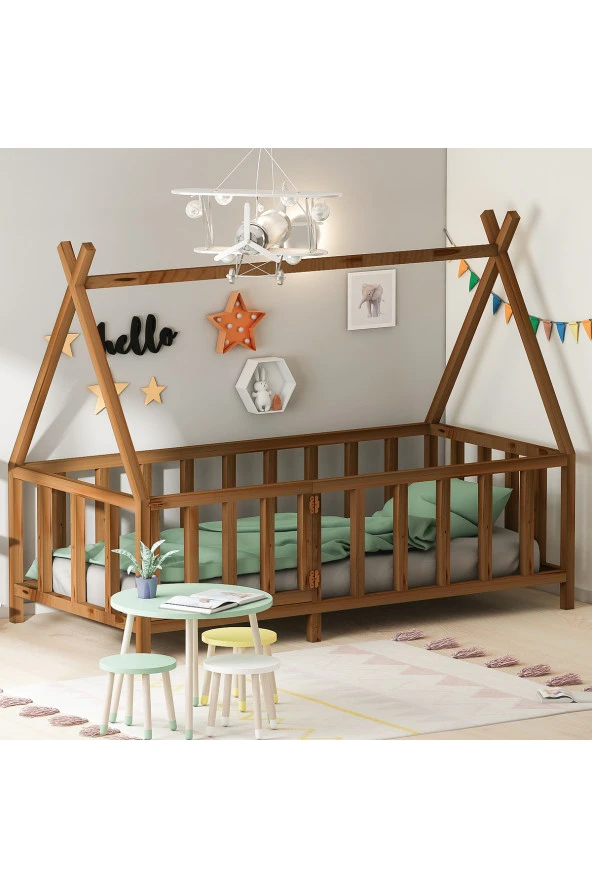 GİVAYO WOOD'S JOY MONTESSORİ YATAK CEVİZ KAPILI 100X200