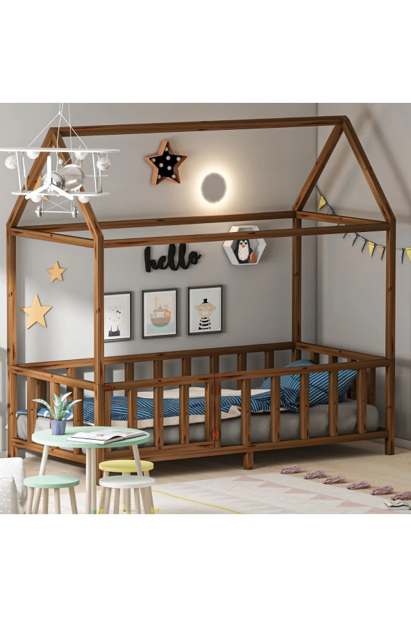 GİVAYO WOOD'STEDDY CEVİZ 120X200 MONTESSORİ YATAK KAPILI - 2
