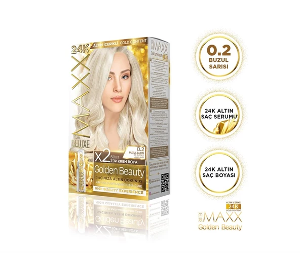 MAXX DELUXE Golden 24K Altın Içerikli Saç Boyası 0.2 Buzul Sarısı 2 Boyama