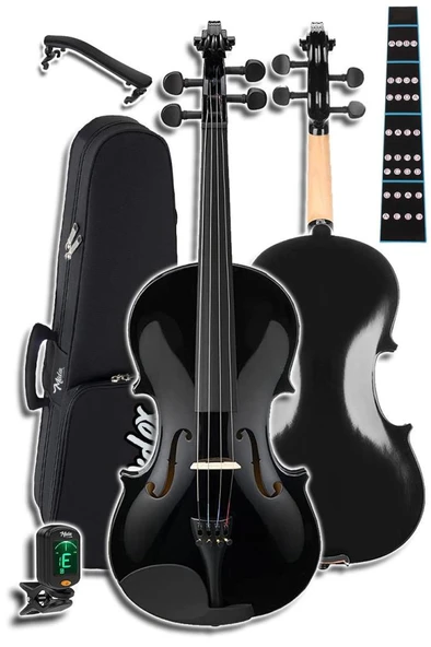 Midex HGA44BK-PAK Full Siyah Set Keman 4/4 (Yastık Tuner Susturucu Yedek Tel Reçine Çanta Yay) - Resim 3