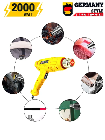 Germany Style 99975VFX Premium Kademeli Sıcak Hava Tabancası Isı Makinesi 2000 Watt - 2