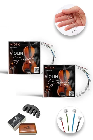 Midex Kmc-401x 2'li Paket Keman Teli Seti Profesyonel (2 Takım TEL + Susturucu + Reçine) ürün görseli 1