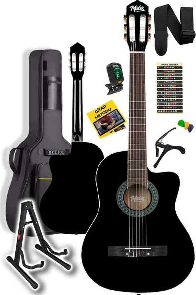 Midex MGX-100BK-ST Üst Seviye Klasik Gitar 4/4 Sap Ayarlı (Çanta Stand Tuner Capo Askı Metod Pena) - Resim 2
