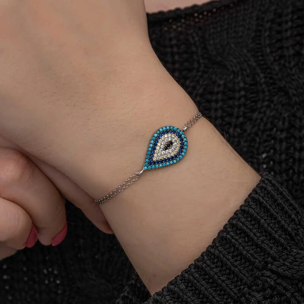 VGD Gümüş Damla Nazar Kadın Bileklik - 7