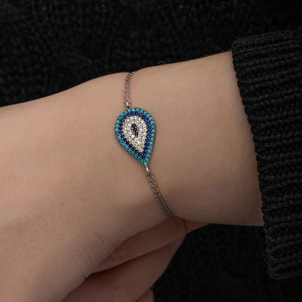 VGD Gümüş Damla Nazar Kadın Bileklik - 6