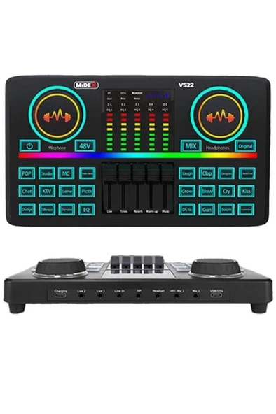 Midex MX-2020 Effective Set Efektli Ses Kartı Mikrofon Kulaklık Stand Kayıt Canlı Yayın Seti (PC ve Telefon) - Resim 3