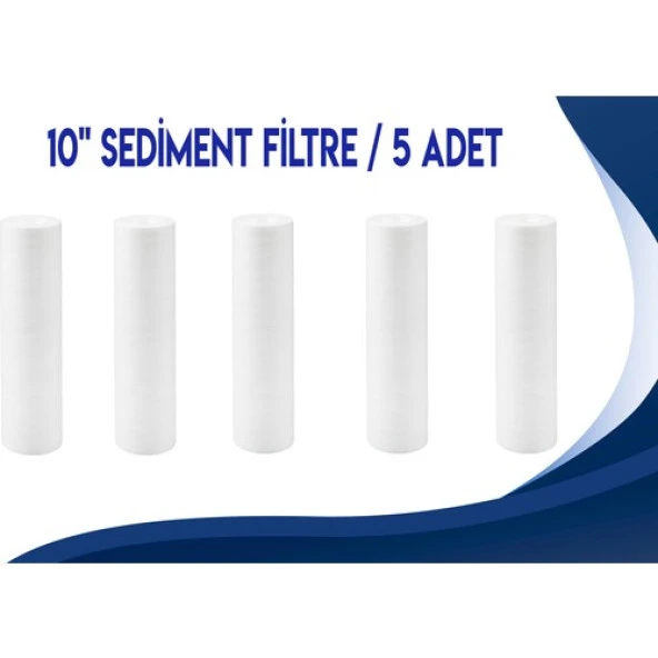 5 Adet Açık Kasa Su Arıtma Cihazı 5 Mikron Sediment Filtre 10inç