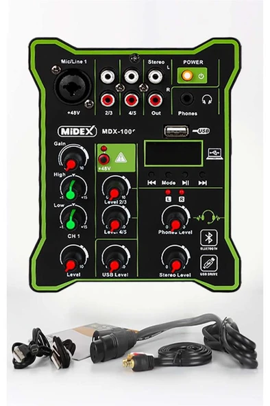 Midex MDX-100 Stüdyo Kayıt İçin Ses Kartlı Mixer +48V Phantom Power ile Stüdyo Mikser ürün görseli 1