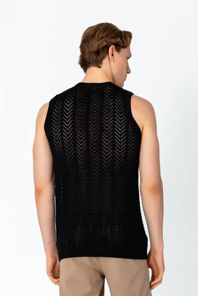 Erkek Regular Fit Örme Pamuk Rahat Kolsuz Triko - 4