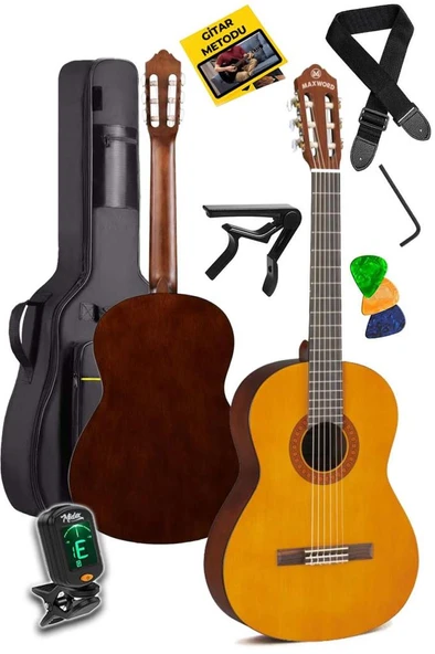 Maxword X35 Profesyonel Masif Ağaç Klasik Gitar Seti 4/4 Yetişkin Seri üst Segment ürün görseli 1