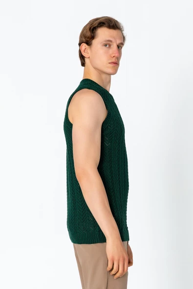 Erkek Regular Fit Örme Pamuk Rahat Kolsuz Triko - 10