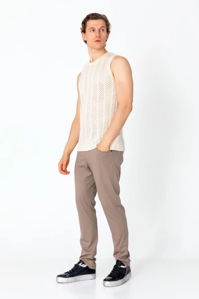 Erkek Regular Fit Örme Pamuk Rahat Kolsuz Triko - 12