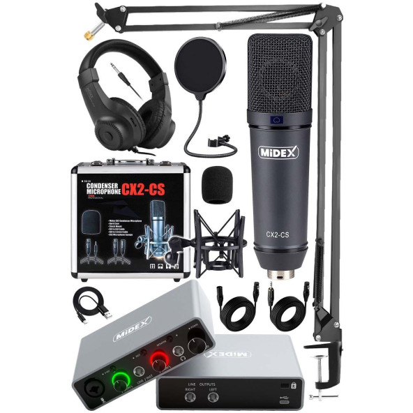 Stüdyo Ekipmanları Exclusive Paket-1 CX2 Mikrofon GLX-700GR Ses Kartı Stüdyo Kayıt Seti
