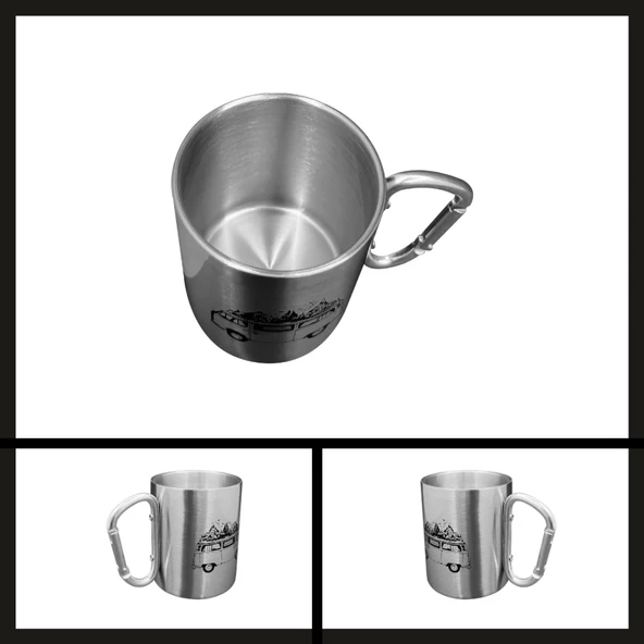 Uyguna-Yakala Gri Out-1850 Orcamp Karabina Saplı Çelik Kupa Bardak-MLZ.269 - Resim 2