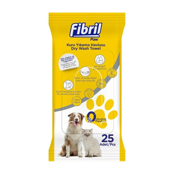 Fibril Kedi ve Köpek Pet Kuru Yıkama Havlusu 25 Parça x Tekli ürün görseli 1