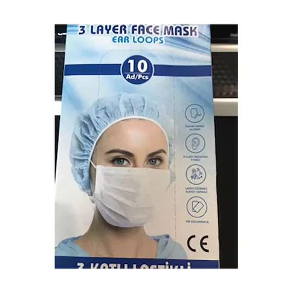 Rvz 10Lu Lastik Halkalı 3 Katlı Maske ürün görseli 1