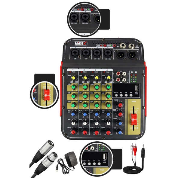 Midex Wizard Paket-2 CX2 Stüdyo Mikrofon MDX-04FXU Stüdyo Kayıt Mikseri Kulaklık Ekipman Seti - 3