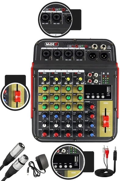 Midex Wizard Paket-2 CX2 Stüdyo Mikrofon MDX-04FXU Stüdyo Kayıt Mikseri Kulaklık Ekipman Seti - Resim 3