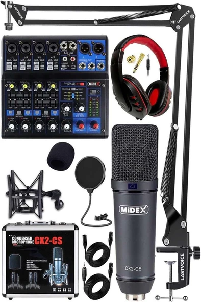 Midex Wizard Paket-3 CX2 Stüdyo Mikrofon MDX-06FXU Stüdyo Kayıt Mikseri Kulaklık Ekipman Seti ürün görseli 1