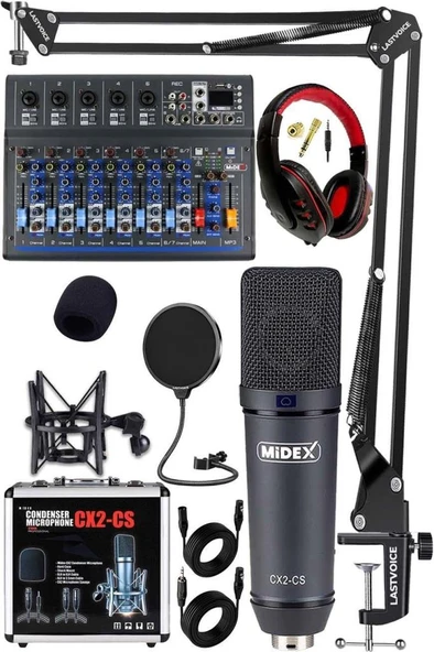 Midex Wizard Paket-4 CX2 Stüdyo Mikrofon MDX-07FXU Stüdyo Kayıt Mikseri Kulaklık Ekipman Seti ürün görseli 1