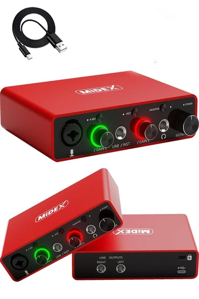 Midex Exclusive Paket-5 Stüdyo Ekipmanları Seti (Monitör Mikrofon Ses Kartı Kulaklık) - Resim 4