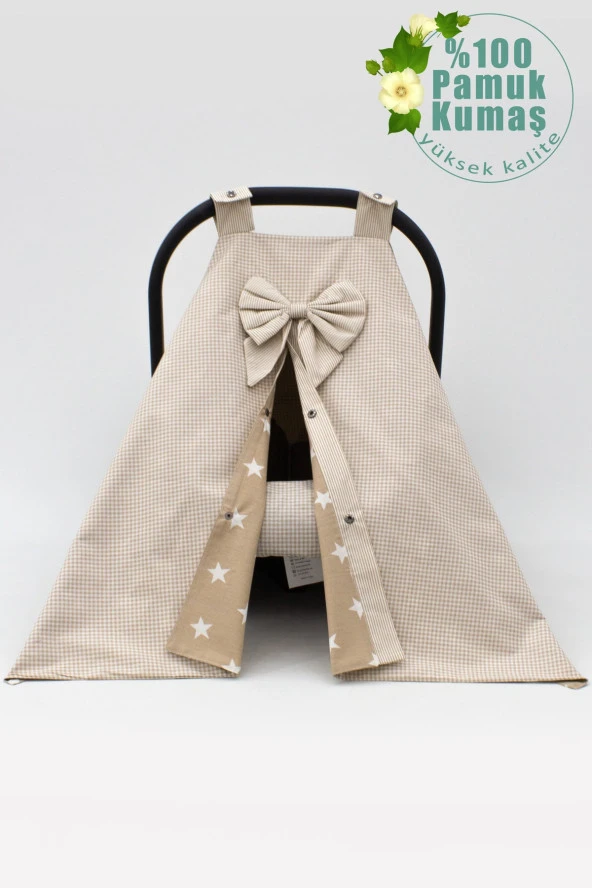Bebek Puset Örtüsü Ve Çarşaf 2' Li Set, Pamuklu Kumaş, Askı Stil, Ekose Serisi - 2