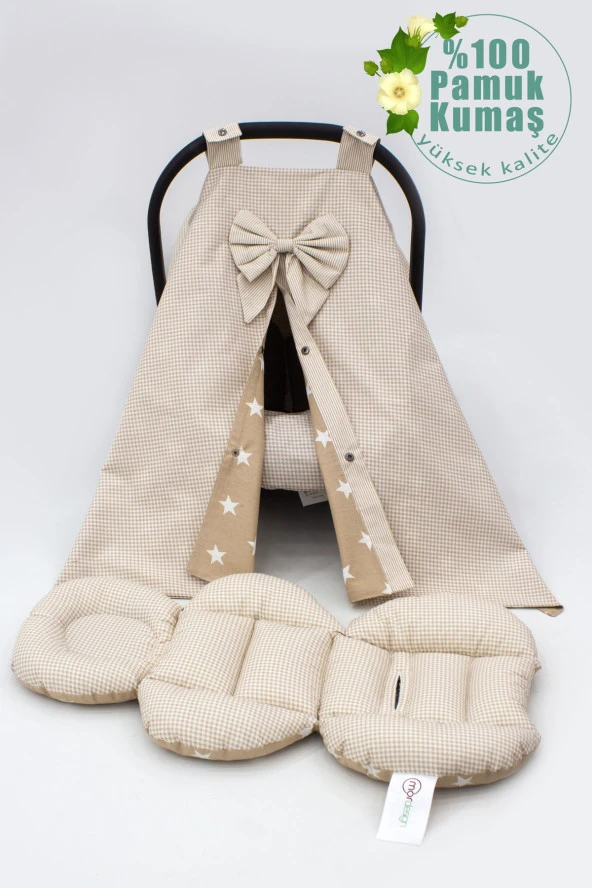 Çift Taraflı Ortopedik Puset Minderi, Örtü Ve Çarşaf 3' Lü Set, Askı Stil, Ekose Serisi - 2