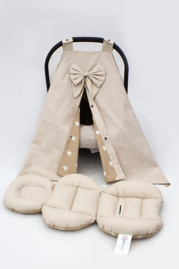 Çift Taraflı Ortopedik Puset Minderi, Örtü Ve Çarşaf 3' Lü Set, Askı Stil, Ekose Serisi - 3