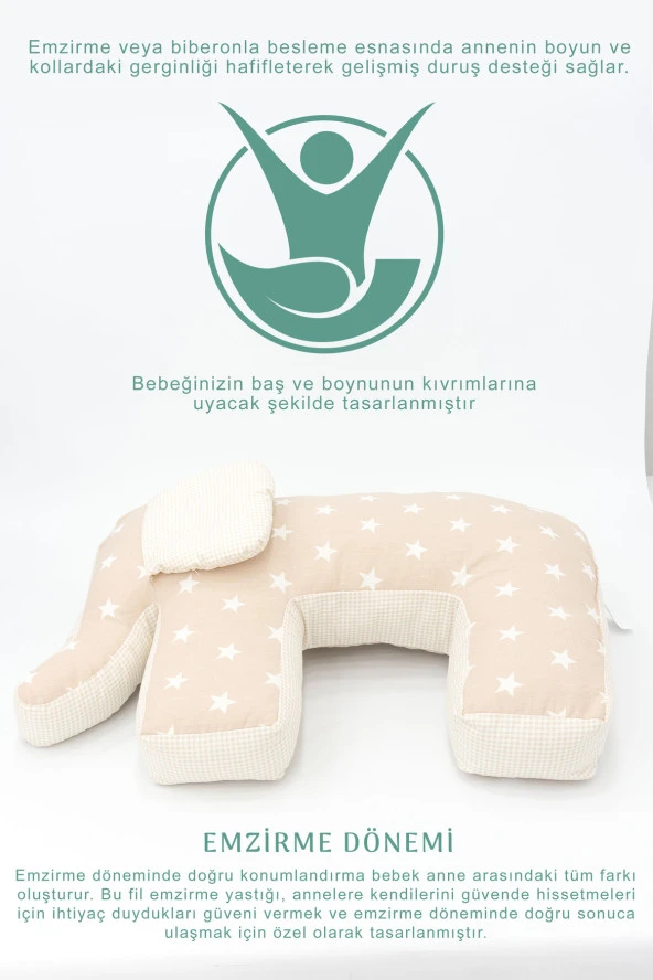 Hamile Yastığı, Bebek Destek Koltuğu; Bebek Emzirme Minderi; Dekoratif Yastık, Safari Serisi, Kahve - 2