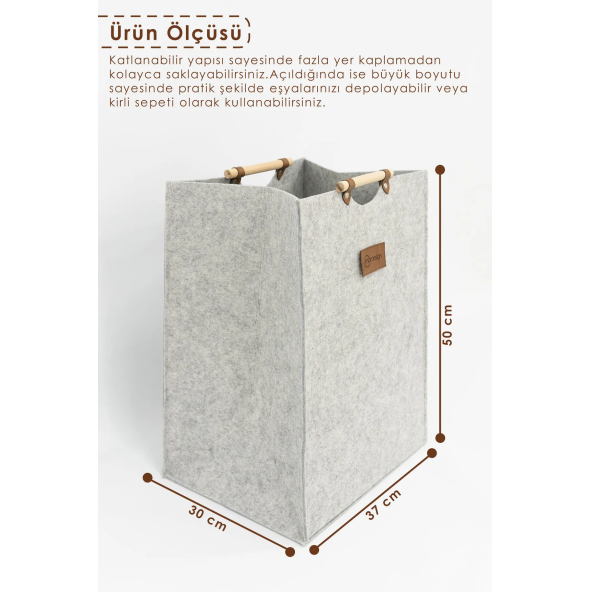 Keçe Çocuk Oyuncak/Kirli Çamaşır Depolama Sepeti, Çok Amaçlı Saklama Sepeti, Bolivya Serisi - 2