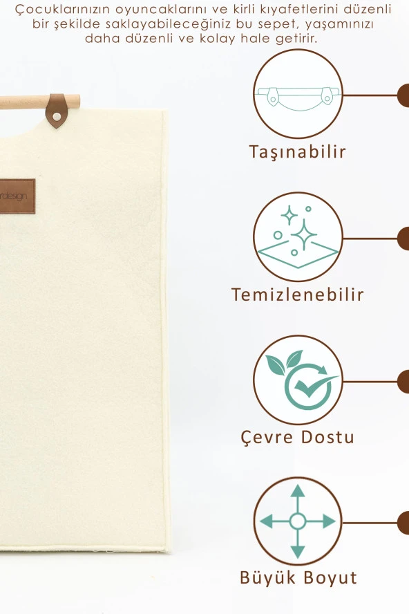 Keçe Çocuk Oyuncak/Kirli Çamaşır Depolama Sepeti, Çok Amaçlı Saklama Sepeti, Bolivya Serisi - 3