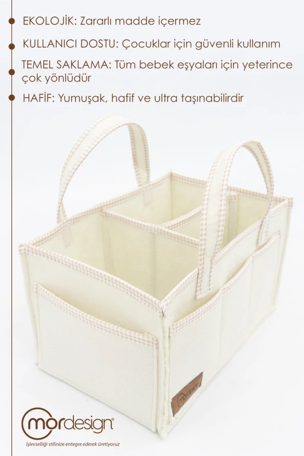 Çok Amaçlı Kalın Keçe Anne Bebek Bakım Çantası, Dolap İçi Organizer, Scotch Serisi - 3