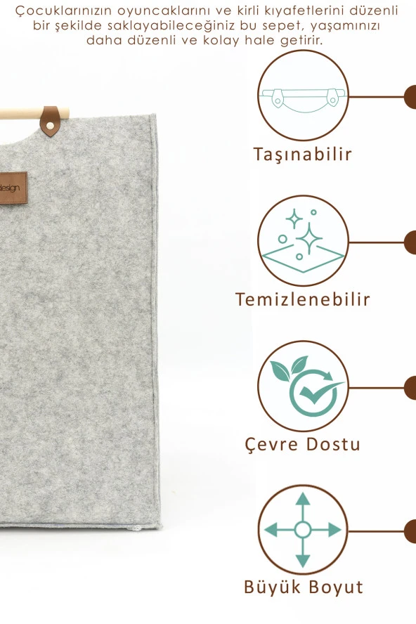 Keçe Çocuk Oyuncak/Kirli Çamaşır Depolama Sepeti, Çok Amaçlı Saklama Sepeti, Bolivya Serisi - 5