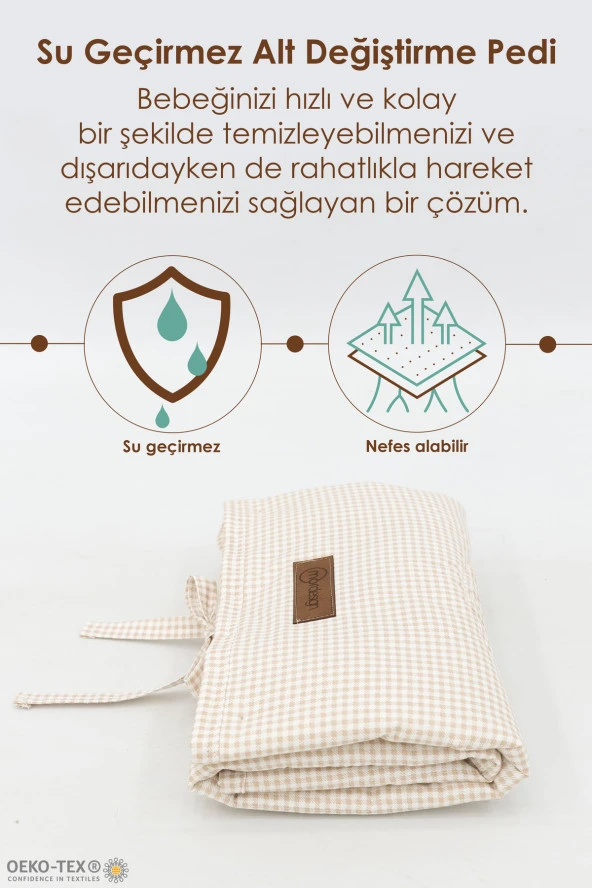 3'lü Bebek Bakım Seti; Keçe Anne Bebek Organizeri, Su Geçirmez Alt Değiştirme Pedi, Alt Açma Çantası - 4