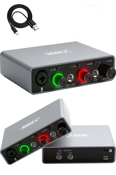 Midex Private Paket-6 Stüdyo Ekipmanları Seti (Monitör Mikrofon Ses Kartı Kulaklık Midi Pad Controller) - Resim 5