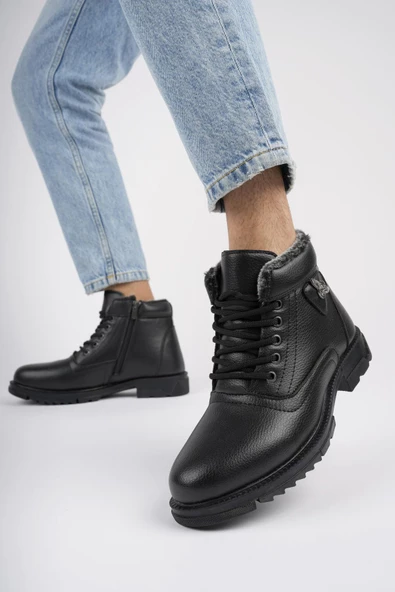 Muggo CAPRİO Garantili Bağcıklı Fermuarlı İçi Kürklü Erkek Kışlık Bot - 2